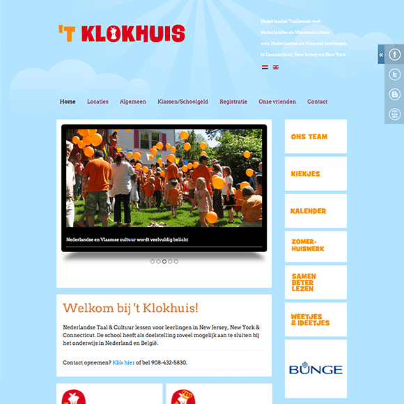 ’t Klokhuis bilingual website for dutch school